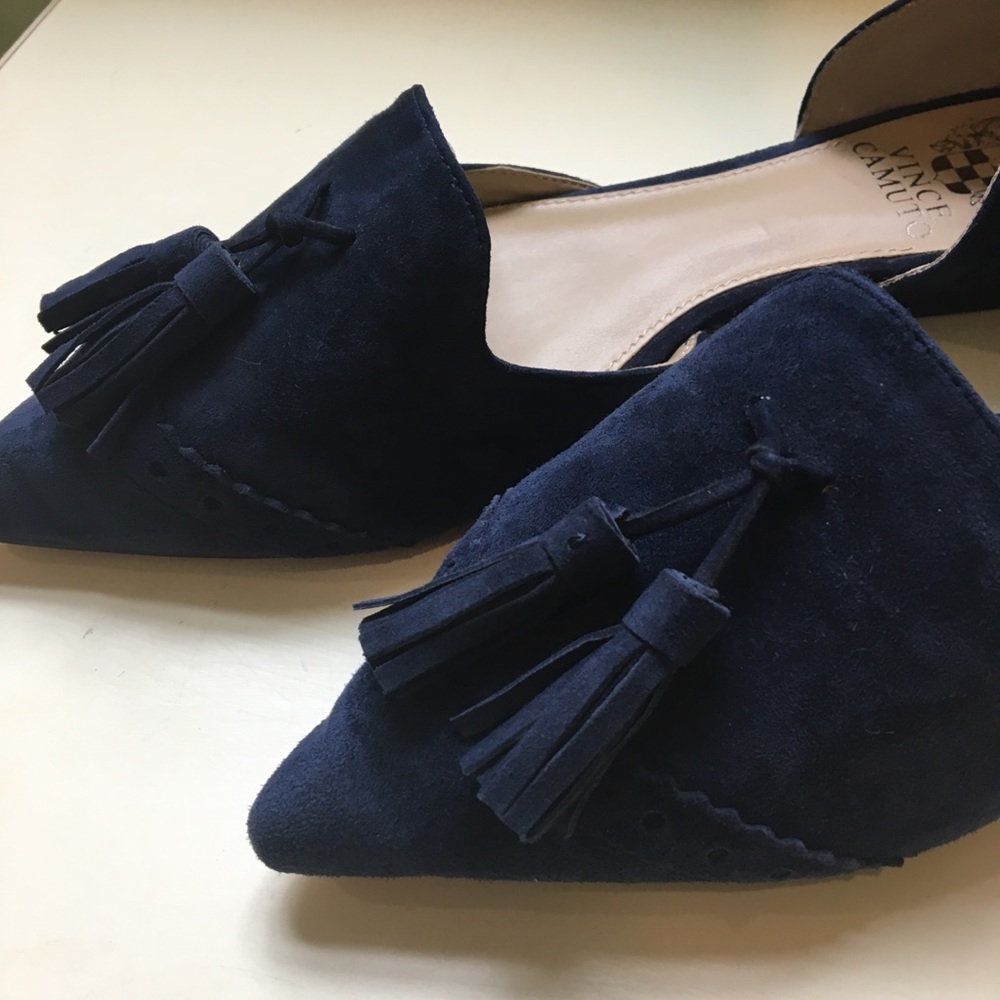 Vince Camuto Pointed Toe Tassel Flats Navy 7.5